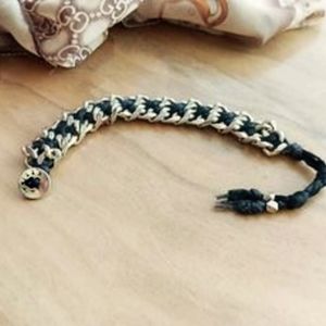 ETTIKA Gold and black Leather Bracelet